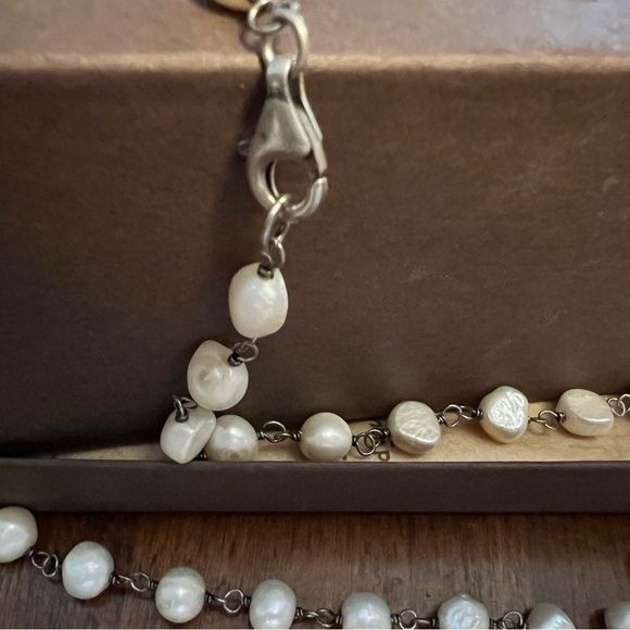 Silpada Fresh Catch Silver and Fresh Water Pearl Long Necklace Super Rare - Picture 5 of 5